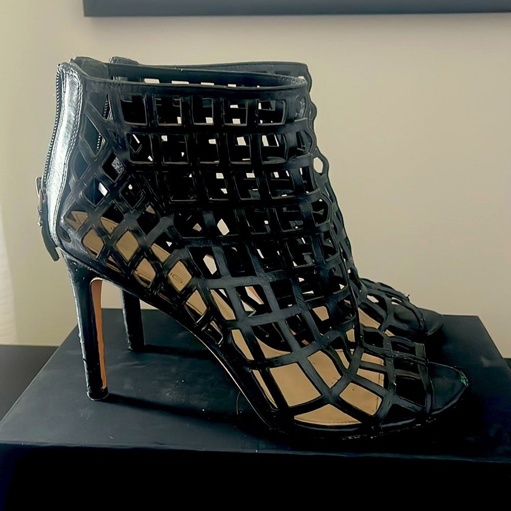 VIA SPIGA Black Cage Heels 39.5